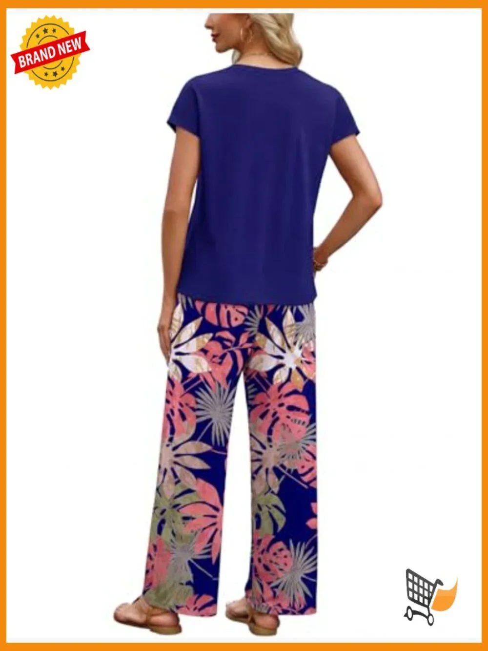 Women's Two Piece Set Matching Lounge Wide Leg Pants Tops Set